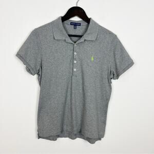 Ralph Lauren Women's Classic Fit Interlock Polo Shirt Grey Size X-Large